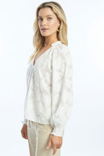 Caballero Monica Ivory Floral Burnout Top in White