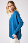 Not Shy V-Neck Poncho Faustine Sweater in Blue