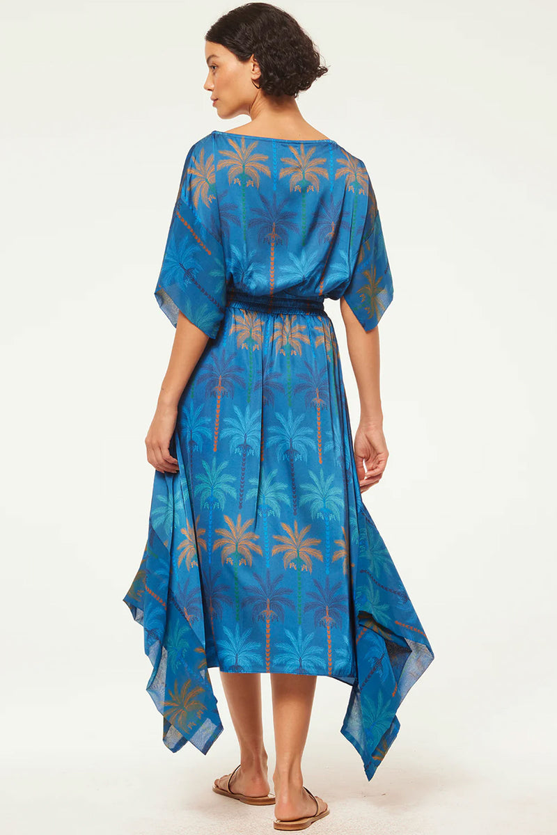 Misa Martina Dress in Cobalt Palms Mix