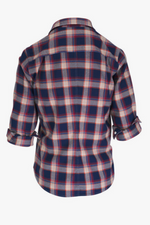 Frank & Eileen "Barry" Button Up Rust, Navy and Red Plaid