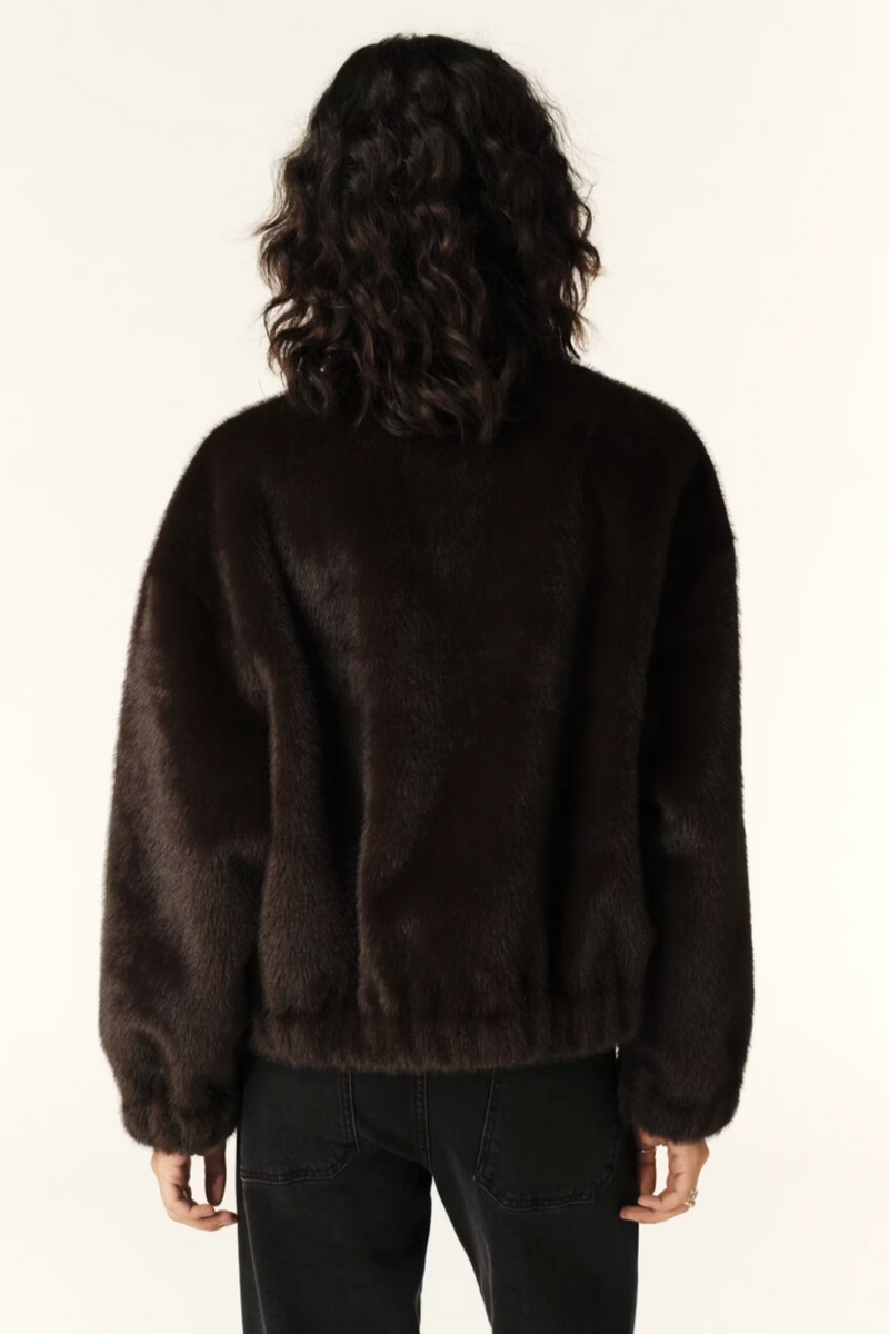 Bash Faux Fur Paros Coat in Chocolate