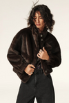 Bash Faux Fur Paros Coat in Chocolate