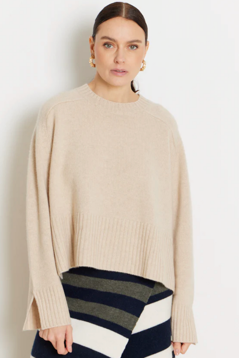 Not Shy Crew Xenia Cashmere Ecru Sweater