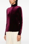 Forte Forte Stretch Velvet Turtle Neck T-Shirt in Ruby