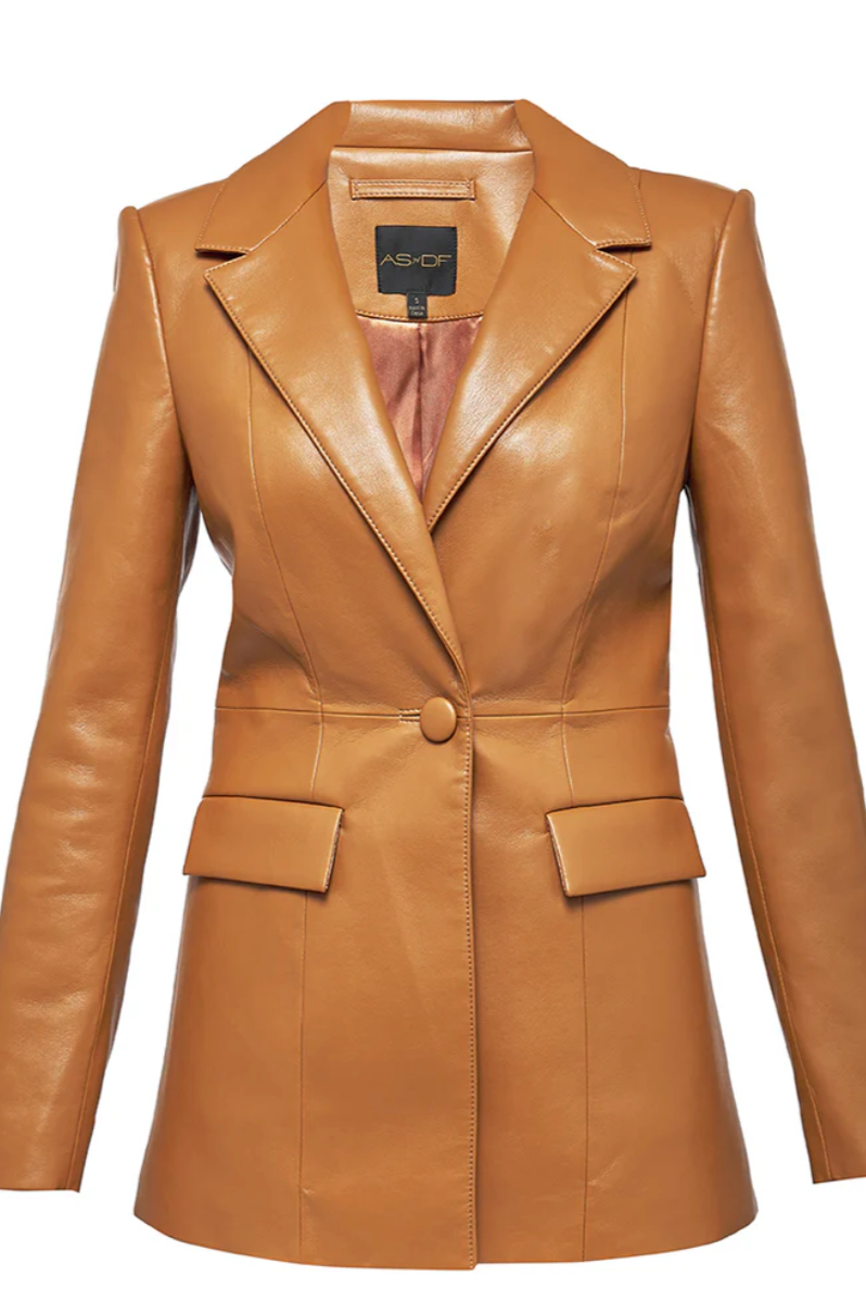 AS by DF Finn Recycled Leather Blazer in Luggage