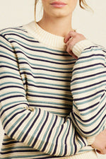 Trovata Susan Sweater in White with Navy Stripe