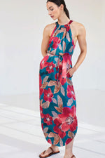 Go Silk Go Draped Over Halter Dress in South Pacific