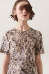 Silk Laundry Short Sleeve Bias Dress in Aster Floral