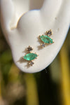 Valley Rose 14K Gold Champagne Diamond and Marquise Emerald Clio Studs