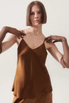 Silk Laundry Bias Cut Cami in Van Dyke Brown