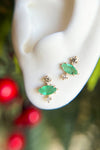 Valley Rose 14K Gold Champagne Diamond and Marquise Emerald Clio Studs