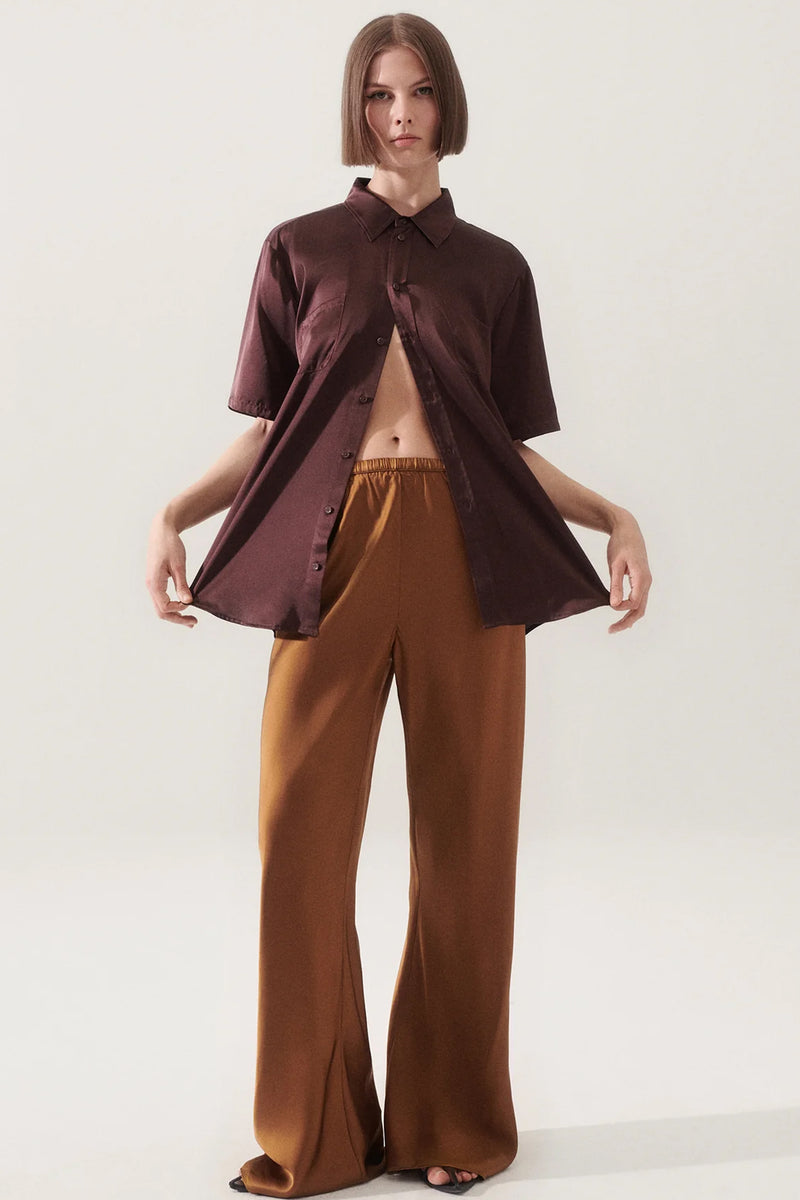 Silk Laundry Bias Cut Pants in Van Dyke Brown