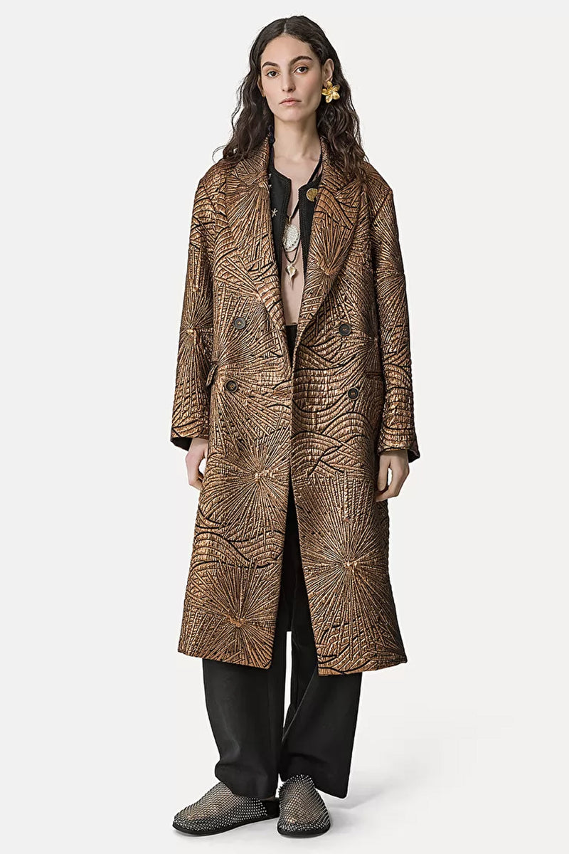 Forte Forte Golden Sunrise Jacquard Coat in Rame