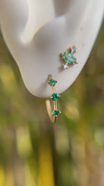 Valley Rose Emerald and 14k Gold Orion Belt Hoops