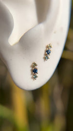 Valley Rose 14K Gold Thalia Stud Blue Ombre in Teal, Blue and Green Sapphire