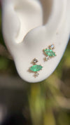 Valley Rose 14K Gold Champagne Diamond and Marquise Emerald Clio Studs