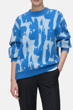 Closed Crew Neck Jacquard Sweater in Lake Blue