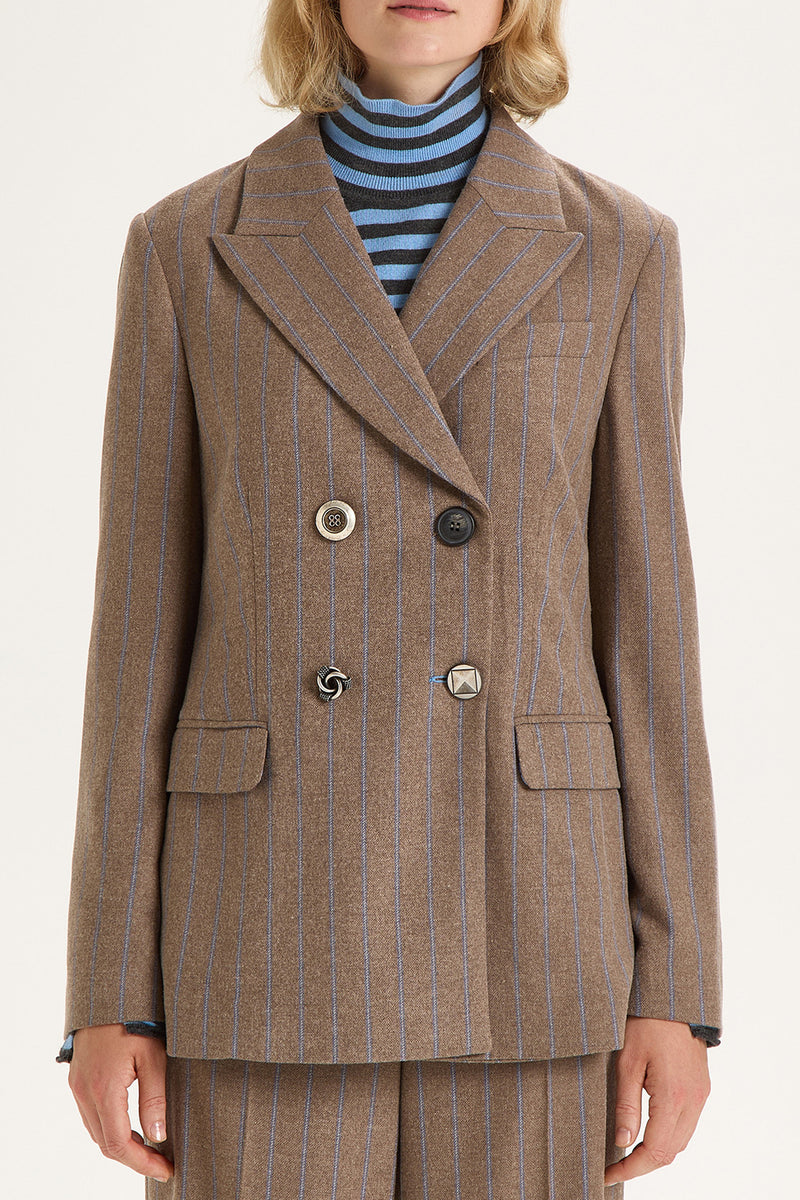 Maliparmi Pin-Stripes Grey & Blue Blazer